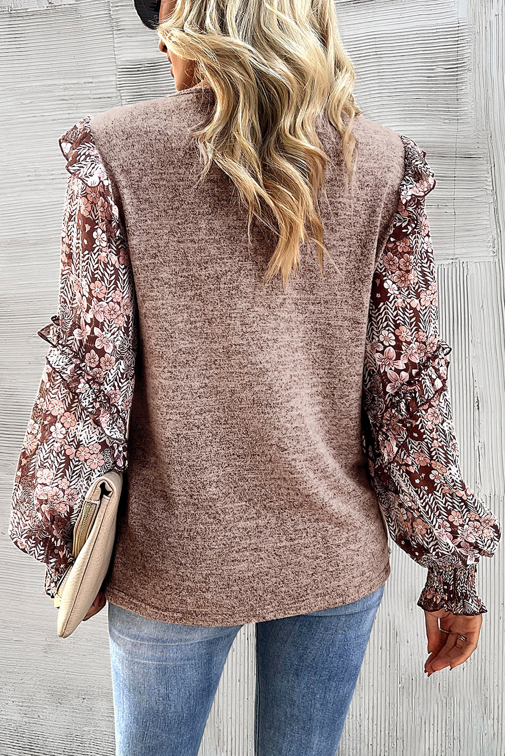 Ruffle Tiered Floral Sleeve Blouse - Eolante Clothing