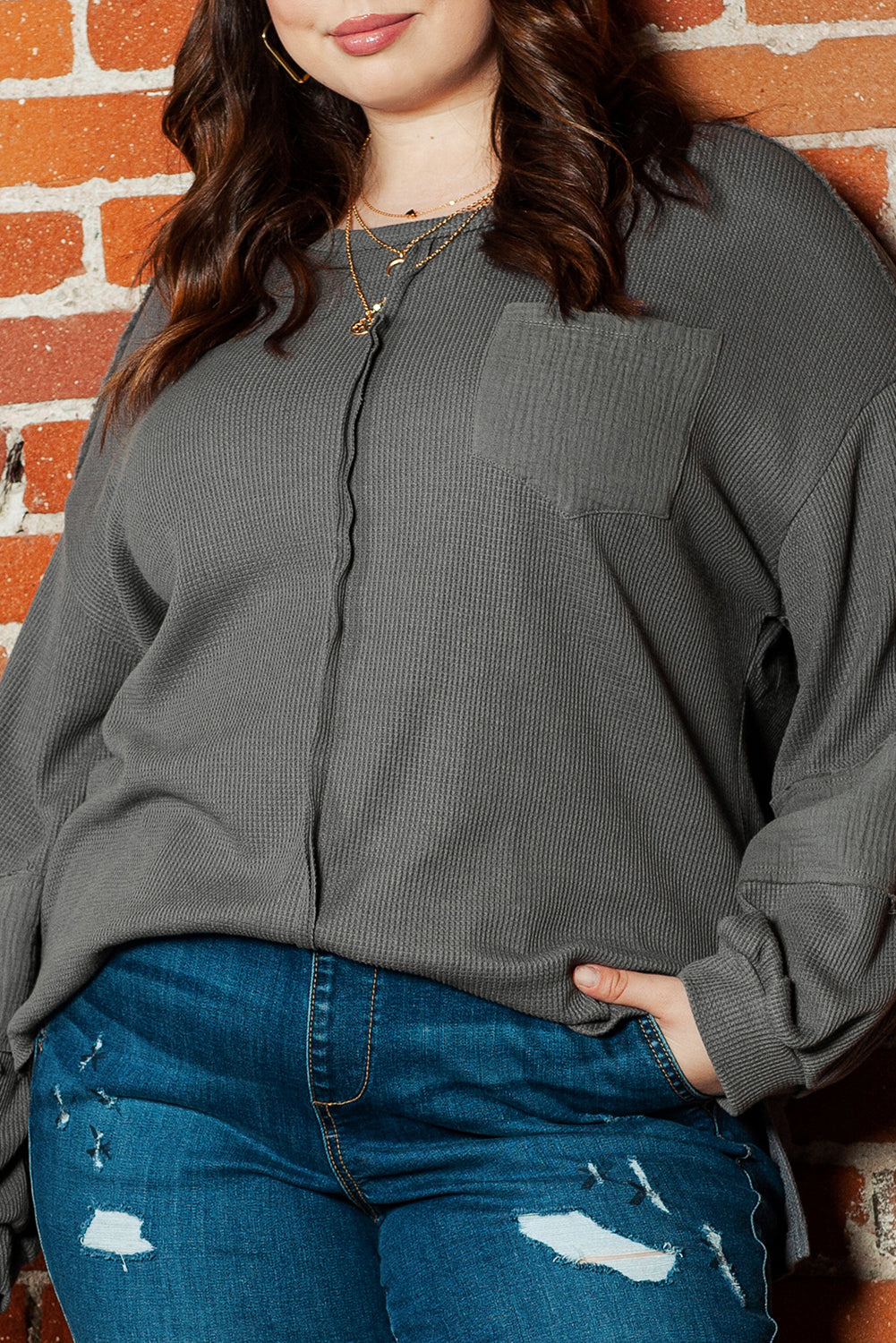 Crinkle Patchwork Plus Size Top - Eolante Clothing