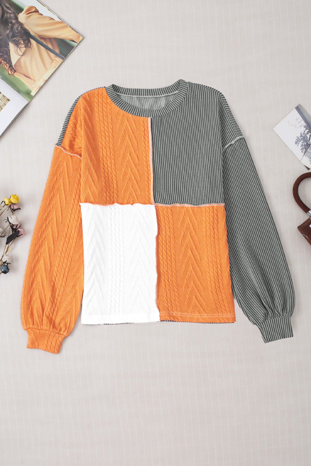 Colorblock Long Sleeve Top - Eolante Clothing