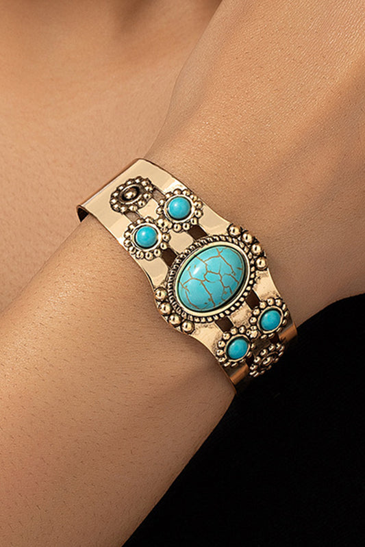 Turquoise Cuff Bracelet, Vintage Boho - Eolante Clothing