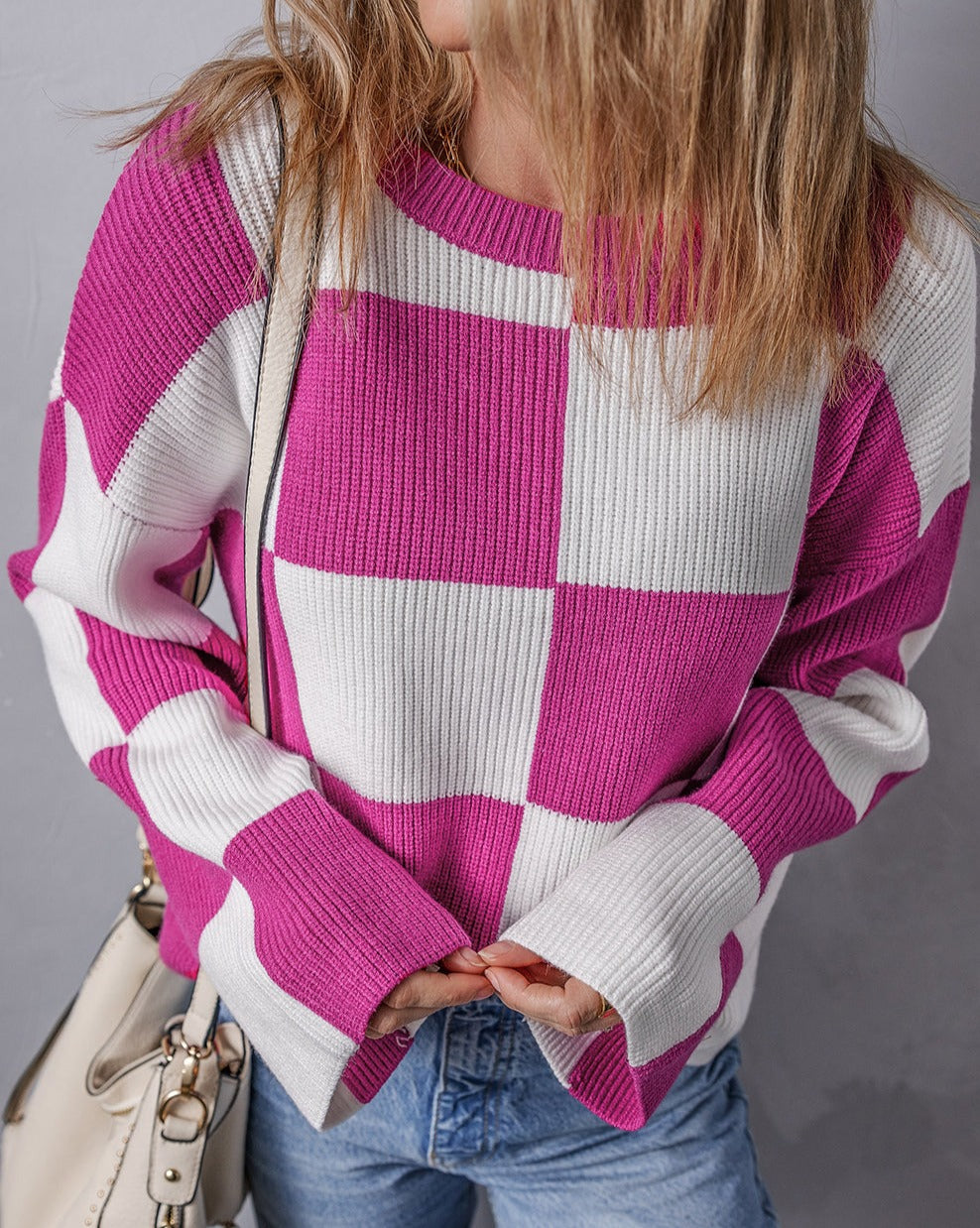 Baggy Sweater in Checkered Style - Eolante Clothing