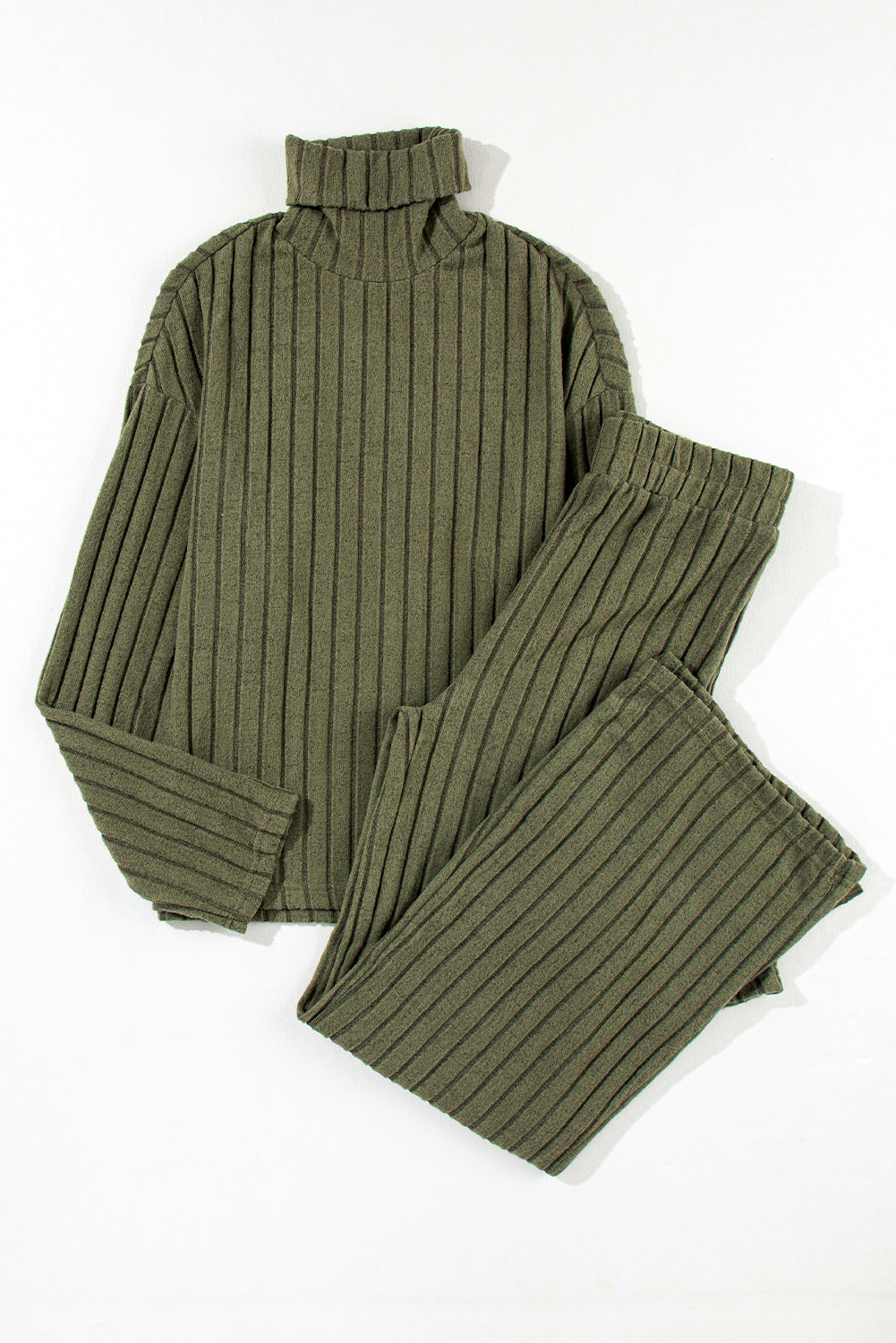 Ribbed Knit Top and Pants Loungewear Set - Eolante Clothing