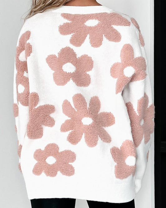 Loose Floral Sweater - Eolante Clothing