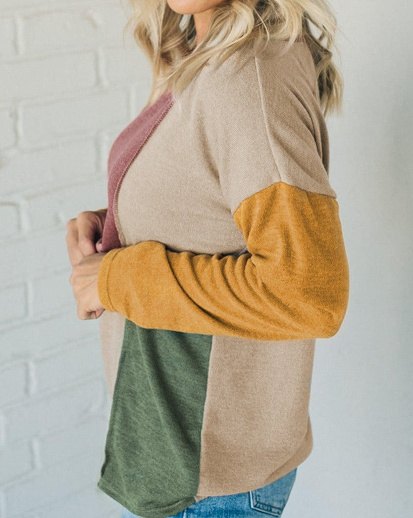 Colorblock Knit Long Sleeve Top - Eolante Clothing