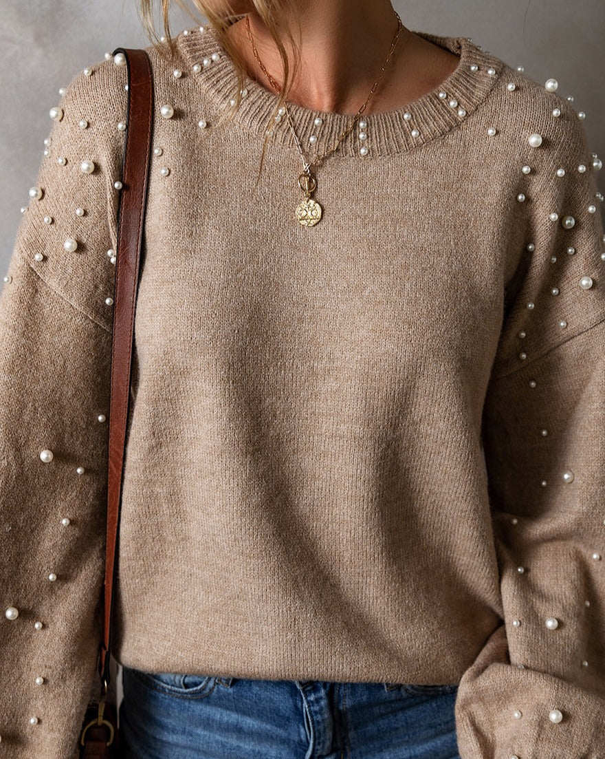 Pearl Drop Shoulder Sweater - Eolante Clothing