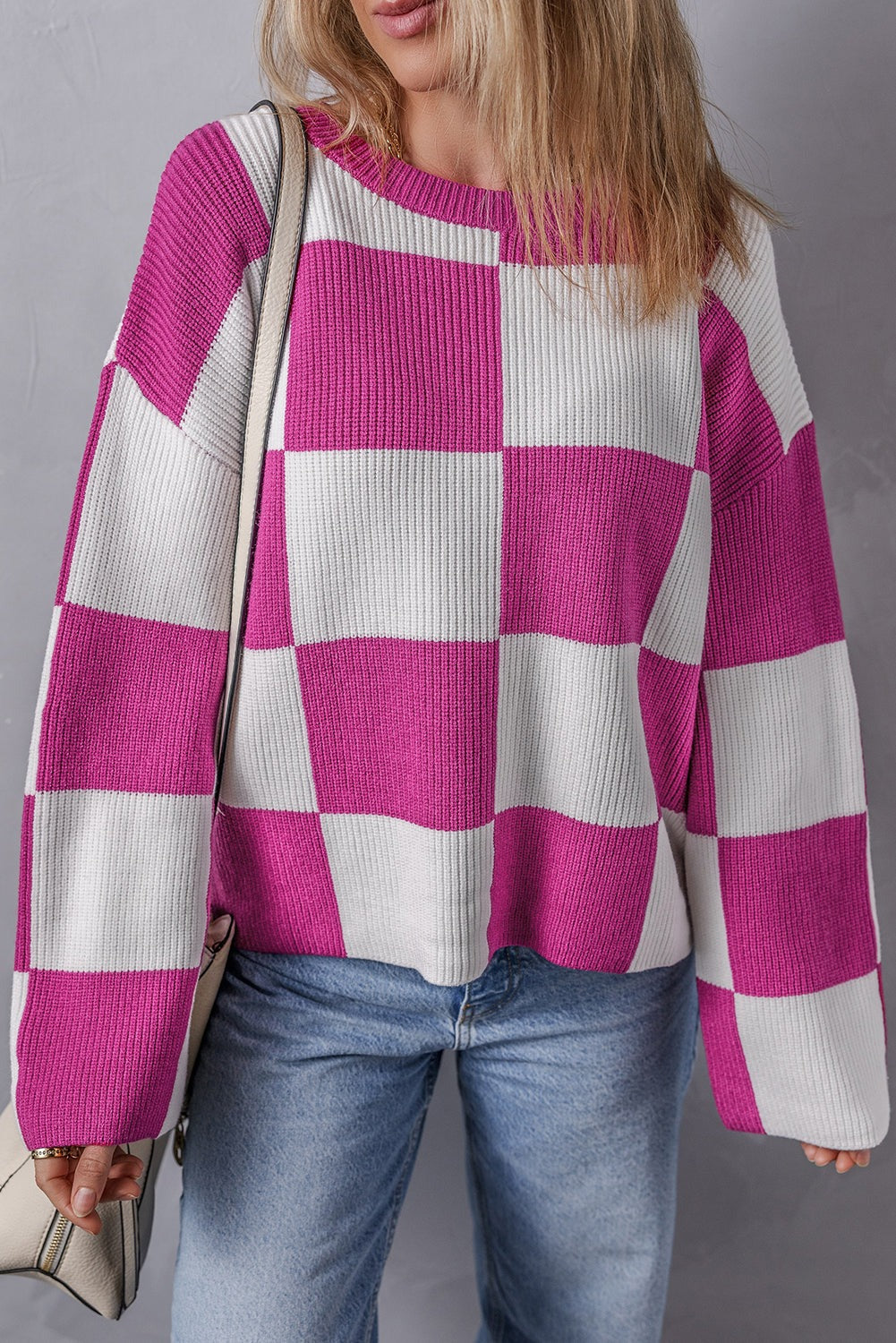 Baggy Sweater in Checkered Style - Eolante Clothing