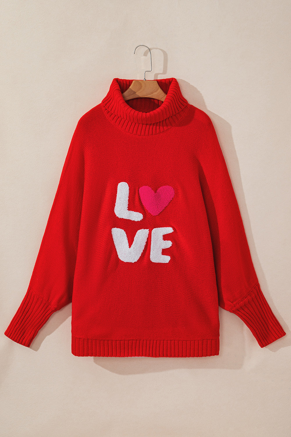 LOVE Embroidery High Neck Sweater - Eolante Clothing