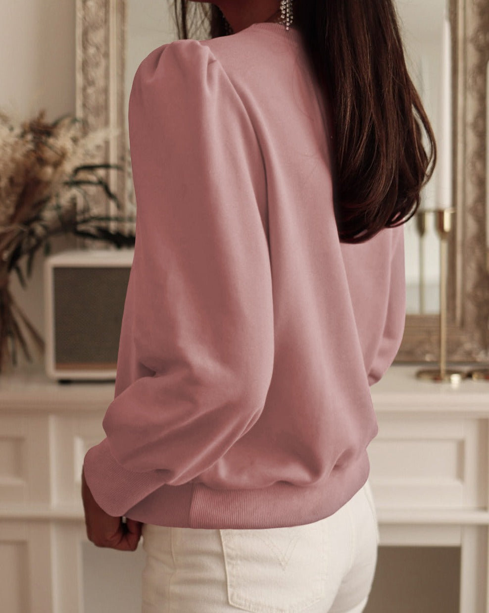 Button Tab Long Sleeve Top - Eolante Clothing