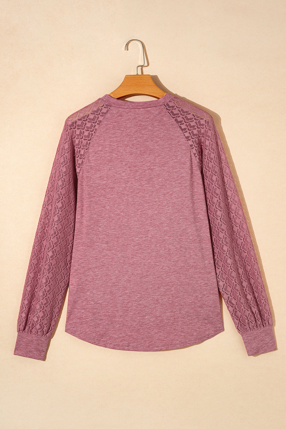 Contrast Lace Raglan Sleeve Top - Eolante Clothing