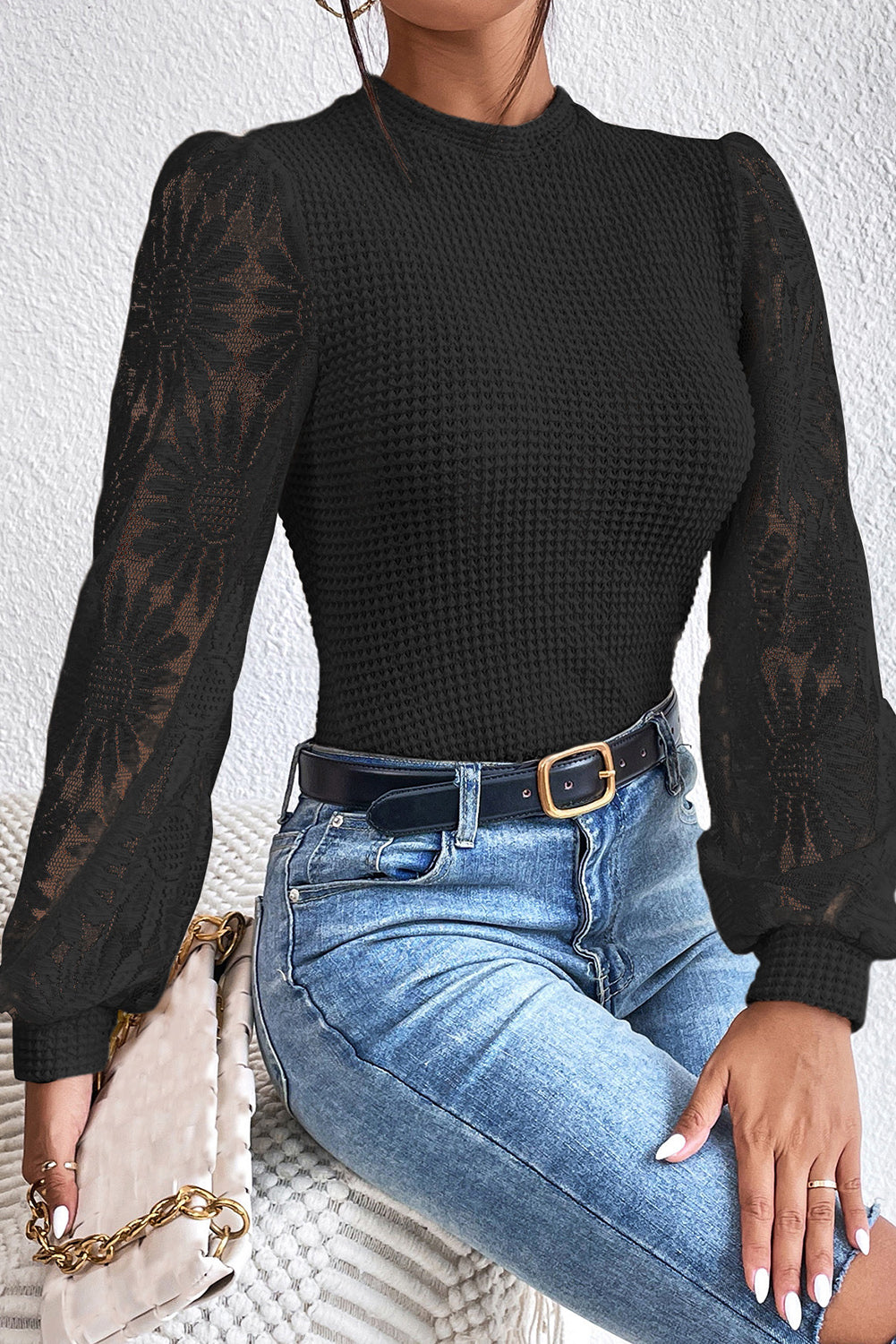 Sunflower Mesh Bubble Sleeve Top - Eolante Clothing