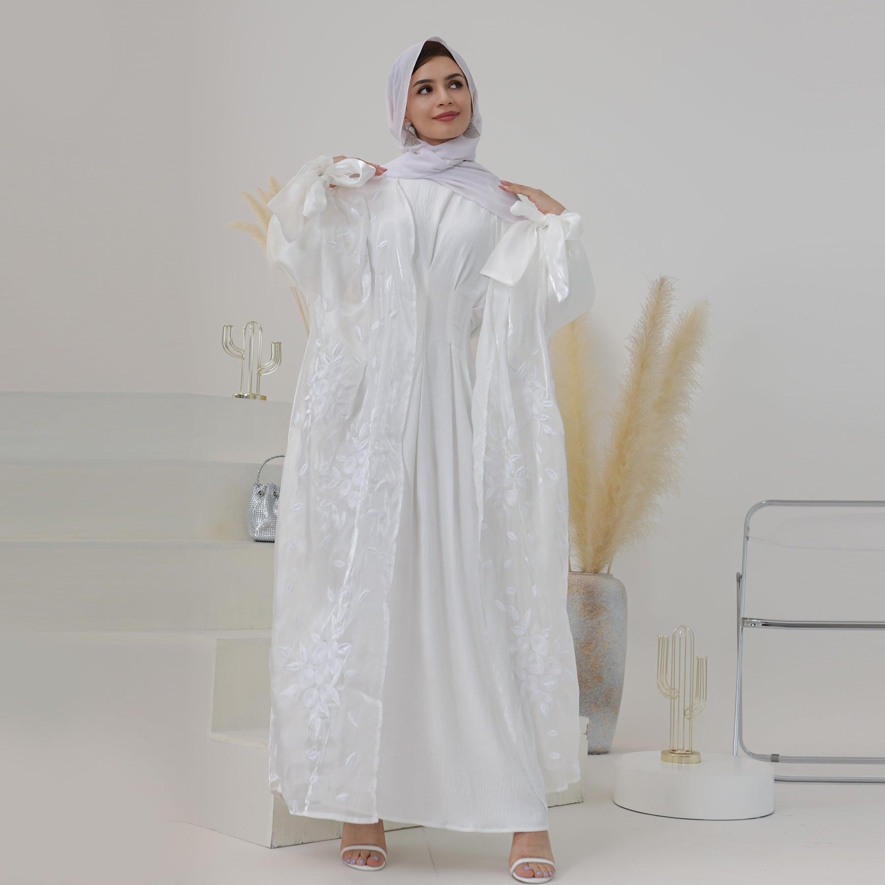 Leaf Organza Open Abaya for Muslim Women | Eolante Clothing