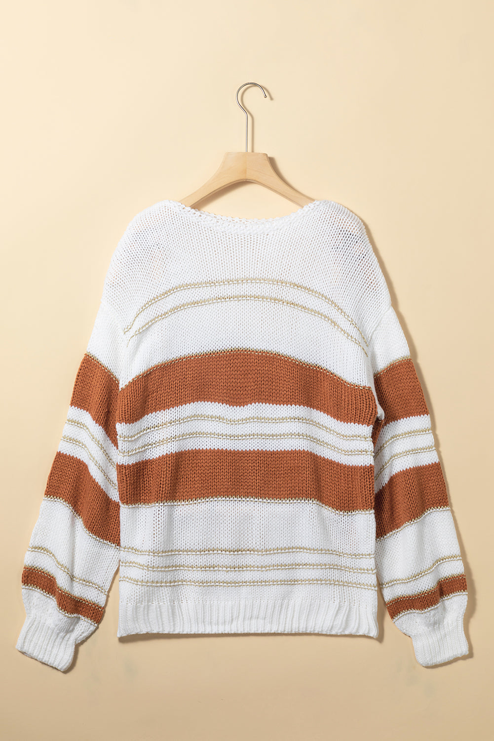 Puff Striped Sleeve in Knit Sweater - Eolante Clothing