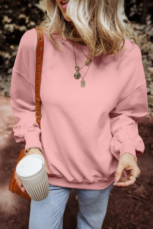 Ribbed Loose Drop Shoulder Sweatshirt - Eolante Clothing