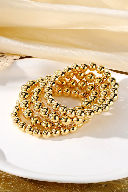 Gold Beaded Bracelet, Elegant Elastic Design - Eolante Clothing