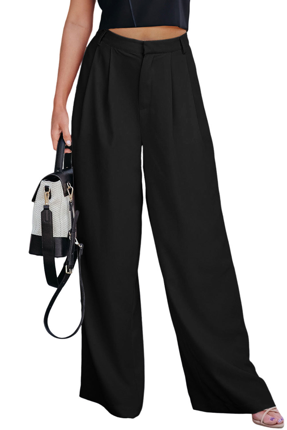 Pleated Wide Leg Pants - Eolante Clothing