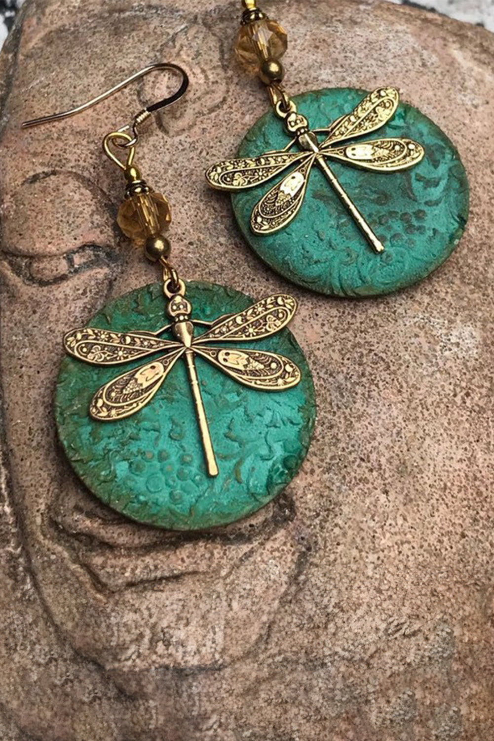 Dragonfly Drop Earrings, Styled with Hook - Eolante Clothing