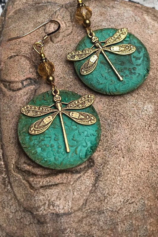 Dragonfly Drop Earrings, Styled with Hook - Eolante Clothing