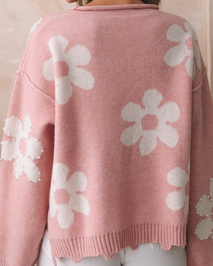 Pearl Design in Heart Sweater - Eolante Clothing