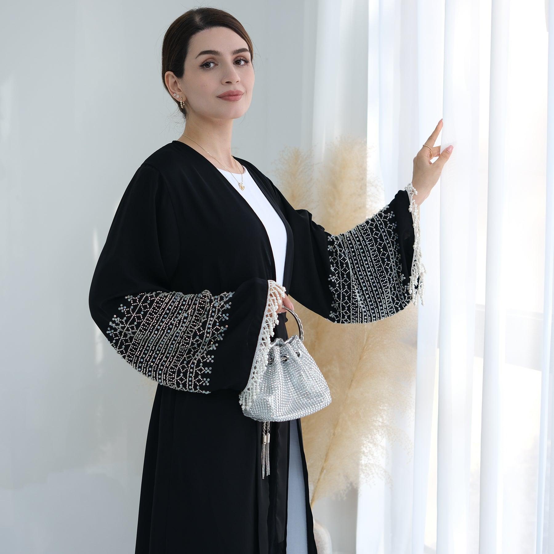 Open Abaya with Beaded Design | Eolante Clothing