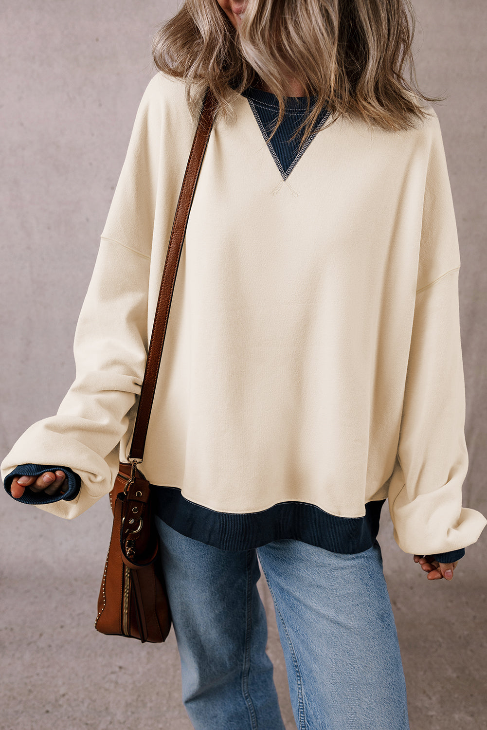 Colorblock Drop Shoulder Sweatshirt - Eolante Clothing