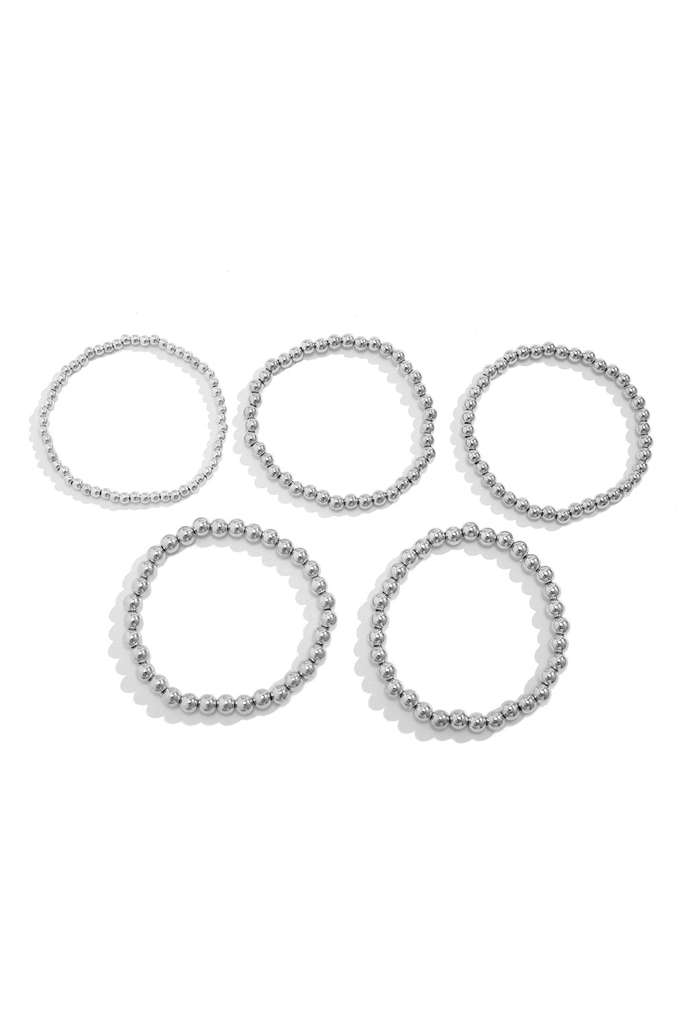 5pcs Silver Beaded Bracelet Set - Eolante Clothing