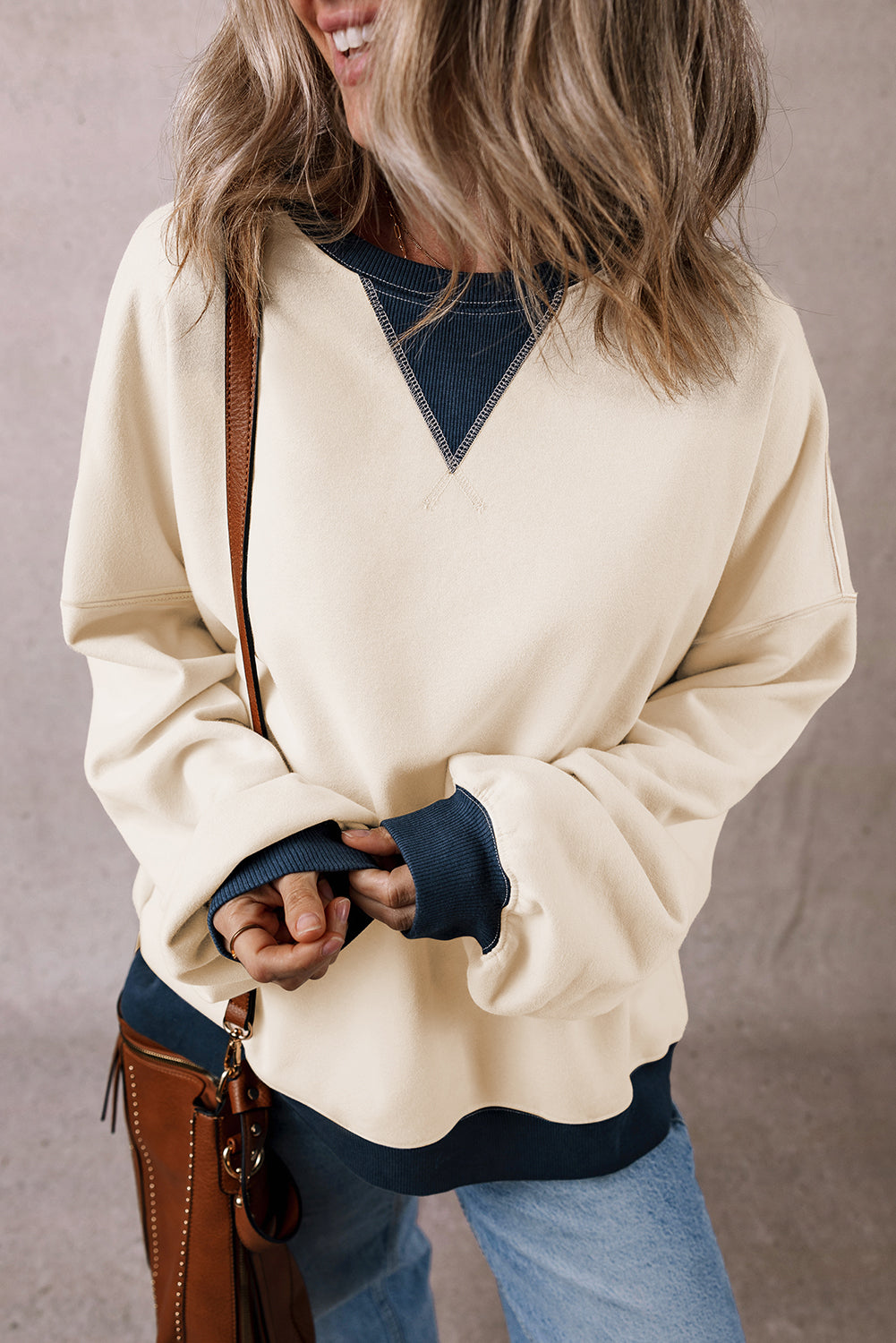 Colorblock Drop Shoulder Sweatshirt - Eolante Clothing