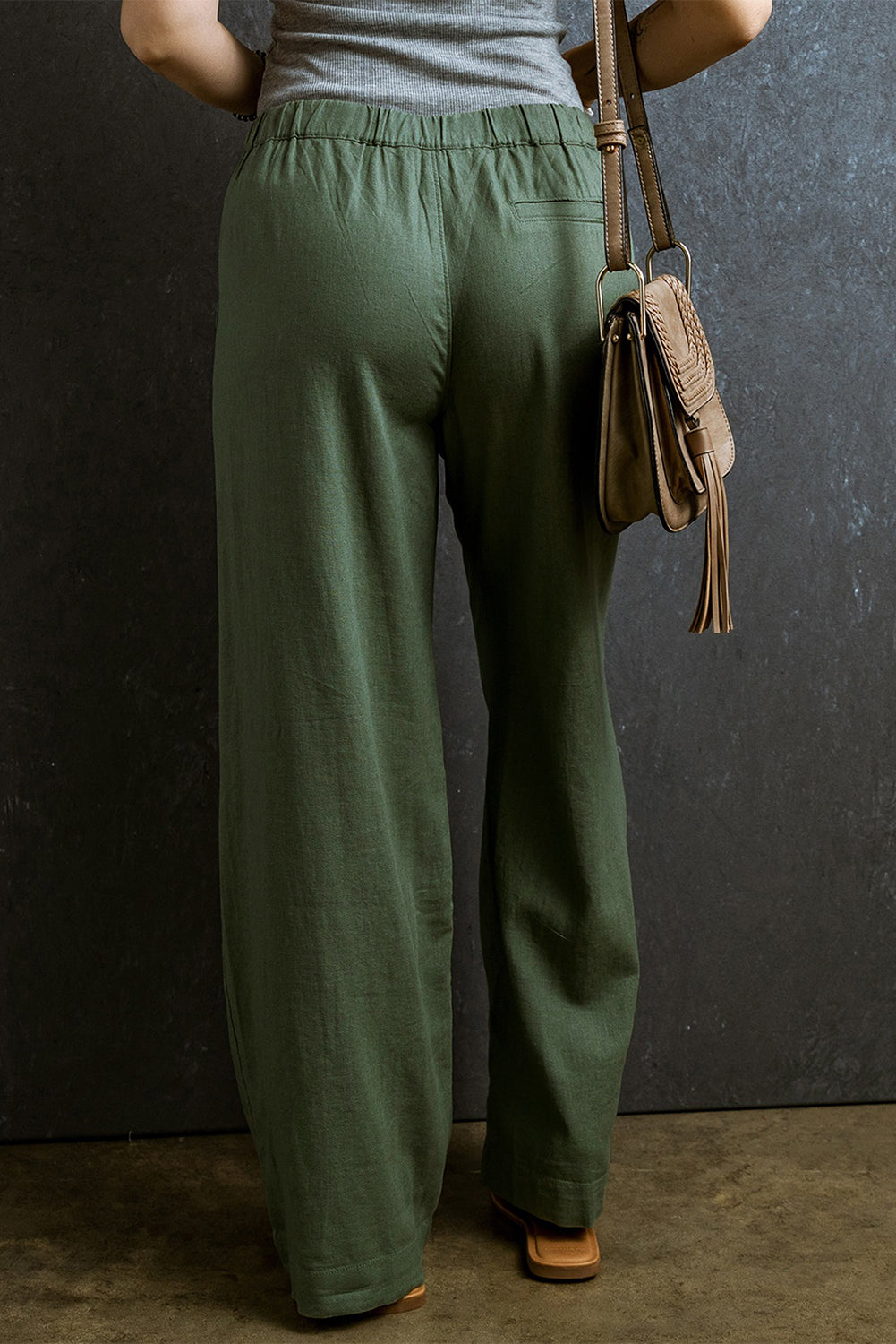 Elastic Waist Wide Leg Pants - Eolante Clothing