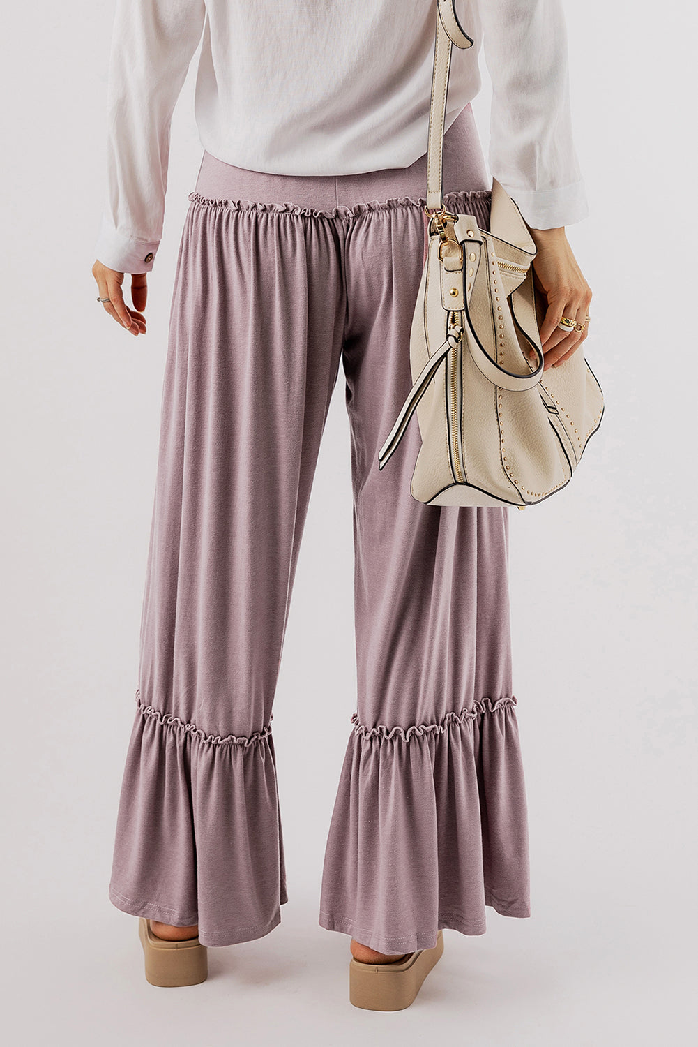 Frilled Wide Leg Pants - Eolante Clothing