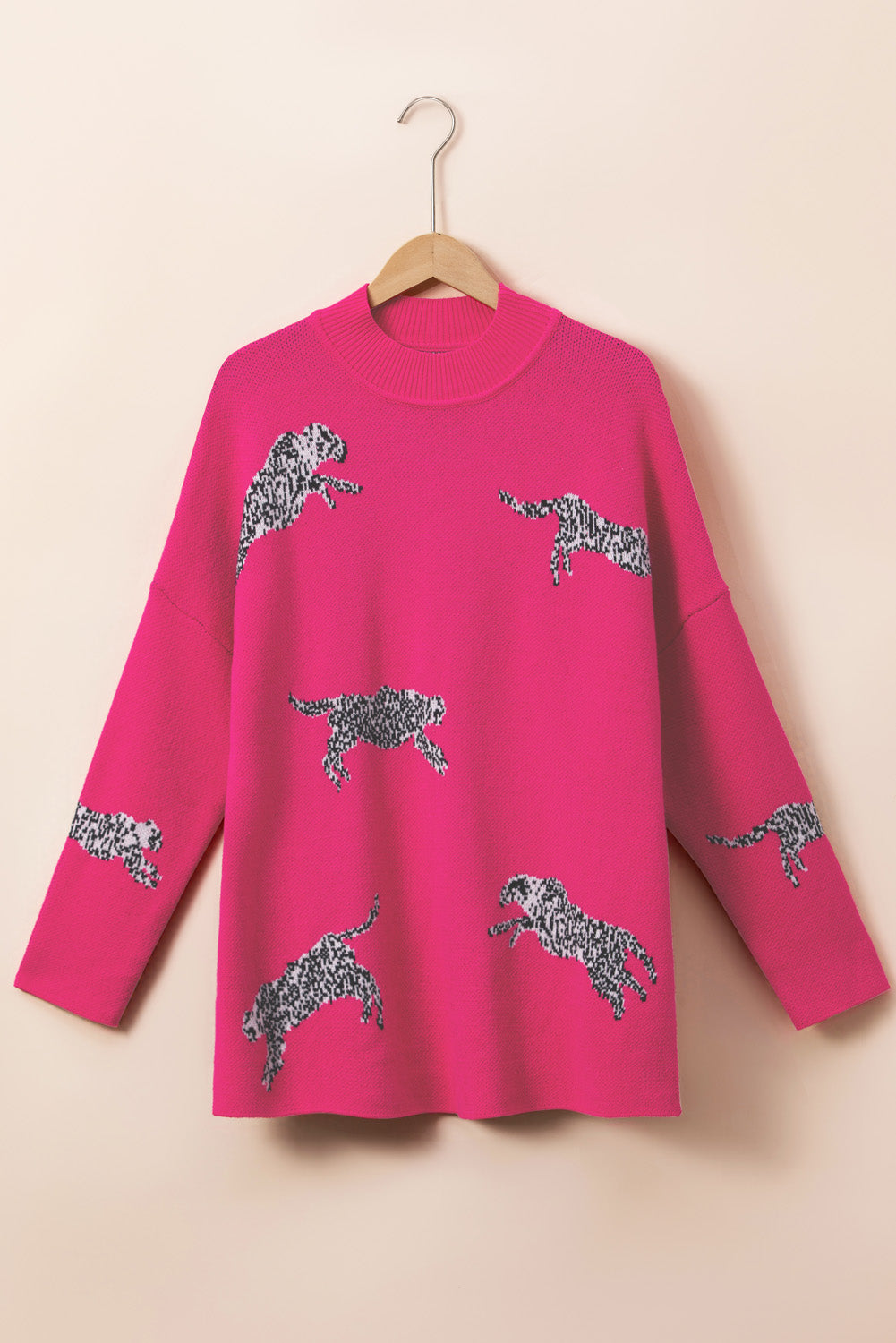 High Neck Cheetah Sweater - Eolante Clothing