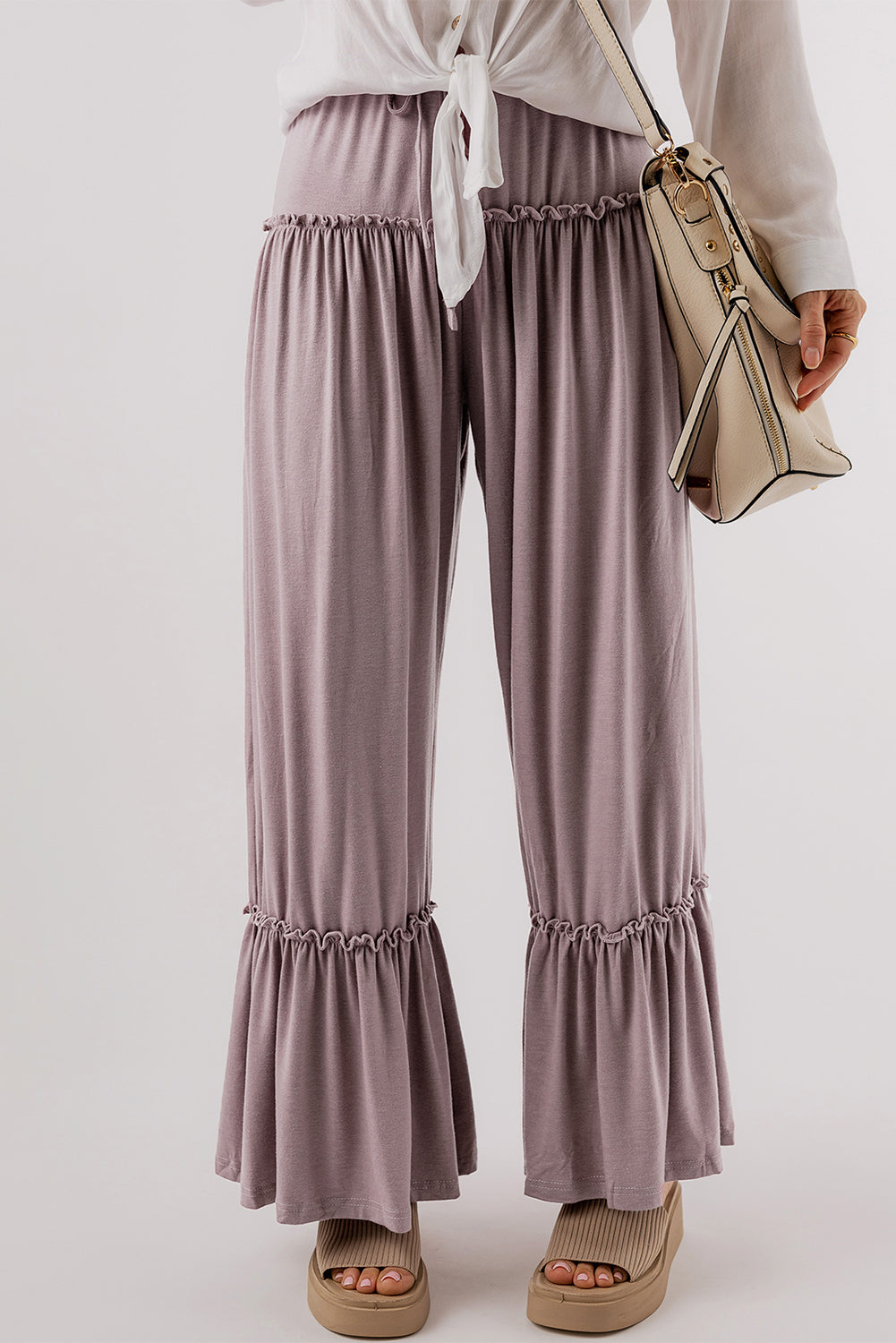 Frilled Wide Leg Pants - Eolante Clothing