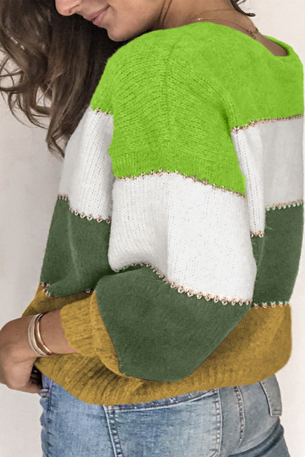 Colorblock Patchwork Plus Size Sweater - Eolante Clothing