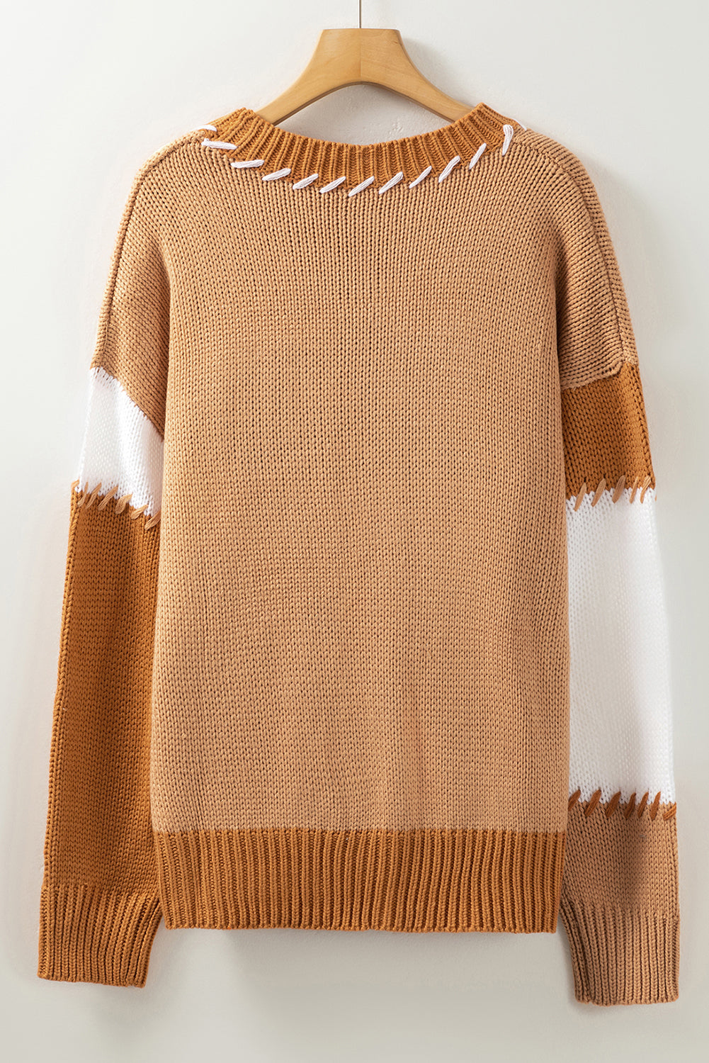 Oversized Stitch Colorblock Sweater - Eolante Clothing