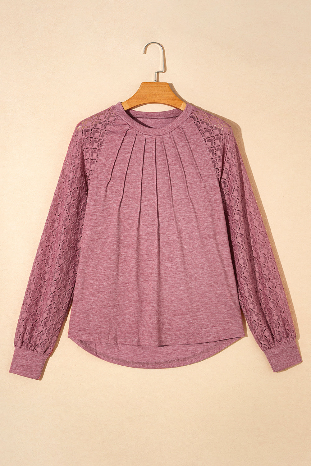 Contrast Lace Raglan Sleeve Top - Eolante Clothing