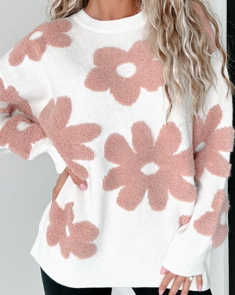 Loose Floral Sweater - Eolante Clothing