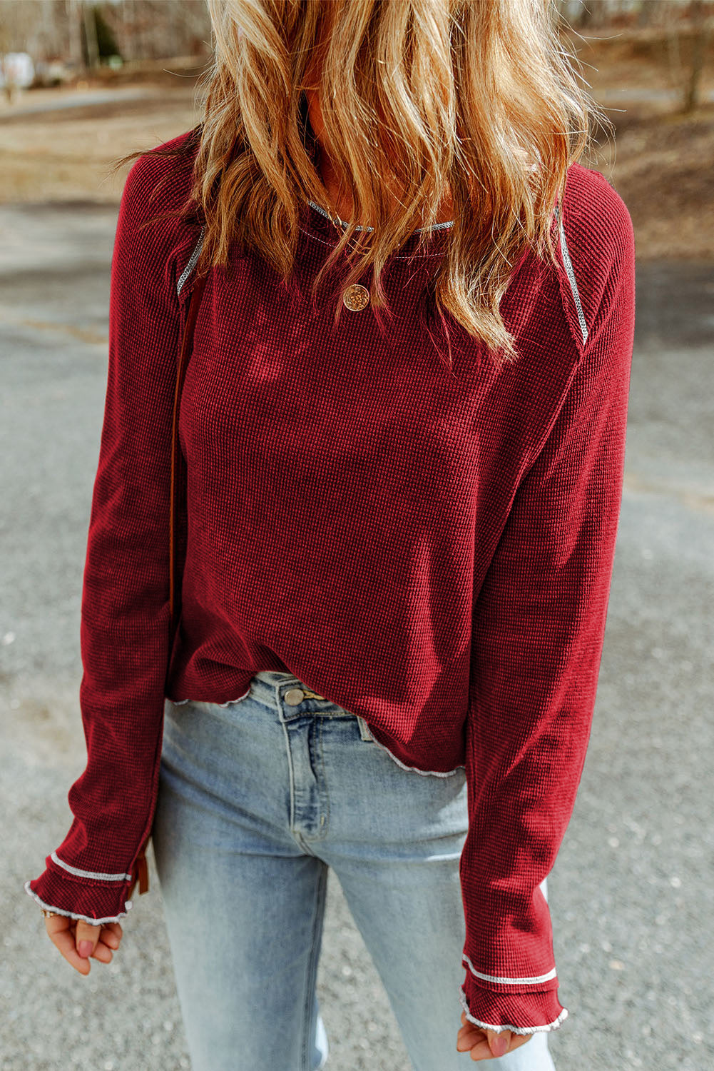 Textured Long Sleeve Top - Eolante Clothing