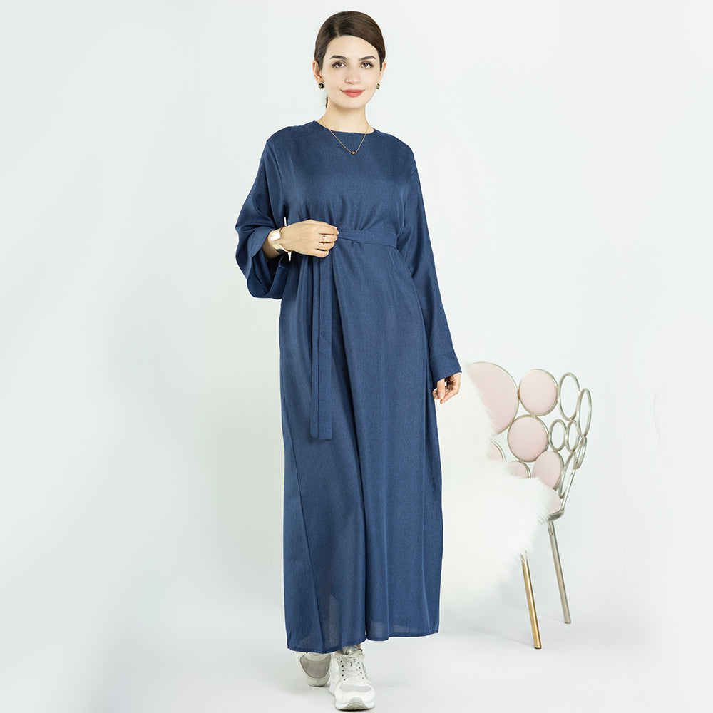 Maxi Dress Abaya & Belt in Navy | Eolante Clothing 