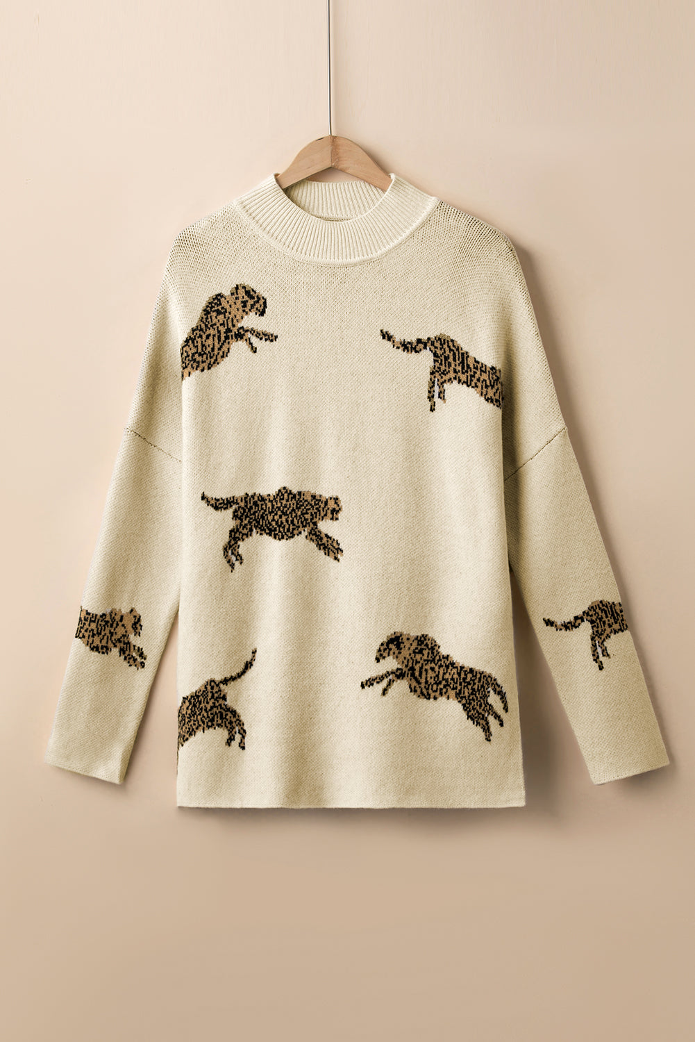 High Neck Cheetah Sweater - Eolante Clothing