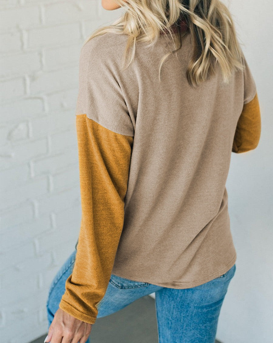 Colorblock Knit Long Sleeve Top - Eolante Clothing