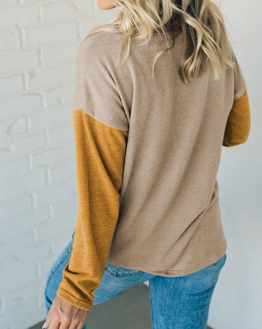 Colorblock Knit Long Sleeve Top - Eolante Clothing