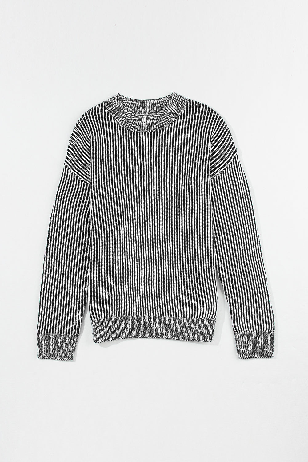 Ribbed Trim Sweater in Stripes - Eolante Clothing