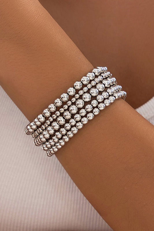 5pcs Silver Beaded Bracelet Set - Eolante Clothing