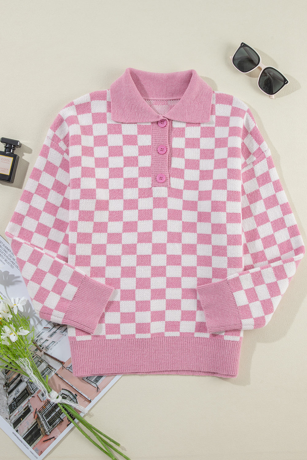 Collared Checkered Sweater - Eolante Clothing