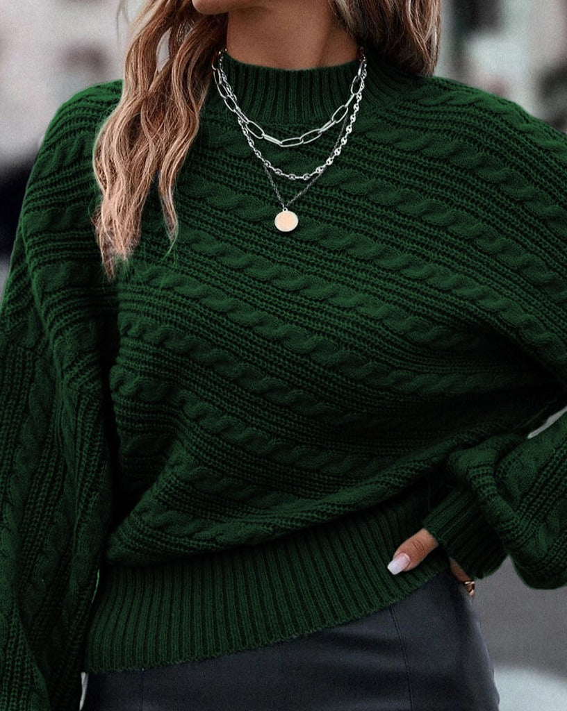 Mock High Neck Knit Sweater - Eolante Clothing