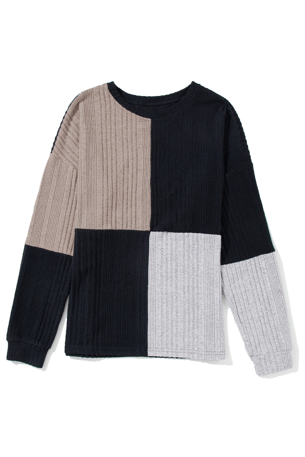 Colorblock Textured Knit Top - Eolante Clothing