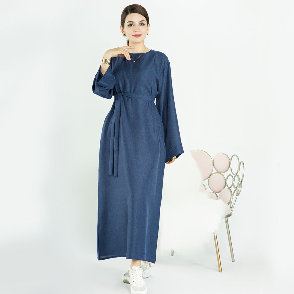 Maxi Linen Abaya in Navy | Eolante Clothing 