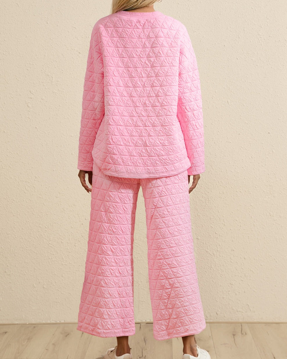 Quilted Pullover and Pants Loungewear Set - Eolante Clothing