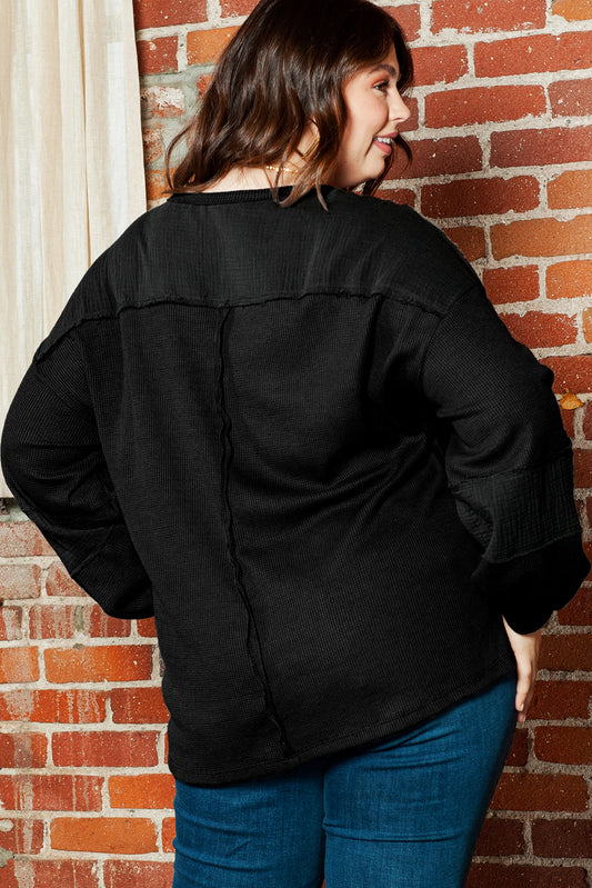 Crinkle Patchwork Plus Size Top - Eolante Clothing