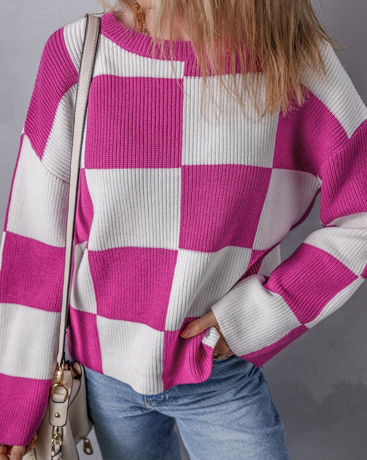 Baggy Sweater in Checkered Style - Eolante Clothing