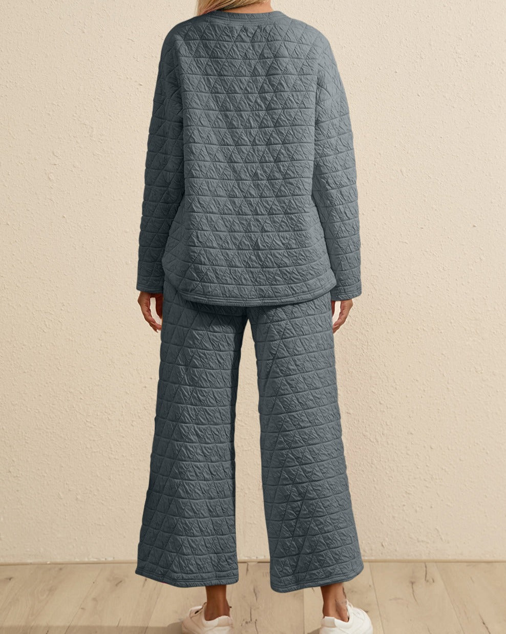 Quilted Pullover and Pants Loungewear Set - Eolante Clothing