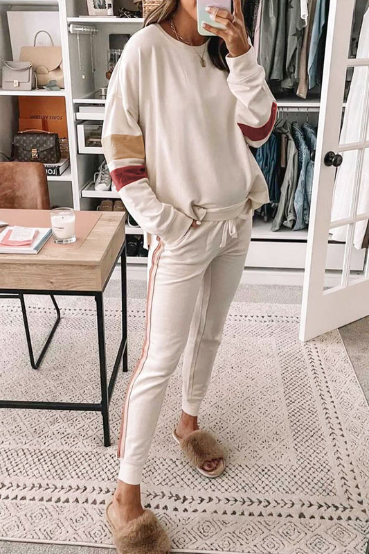 Colorblock Sleeve Top and Pants Lounge Set